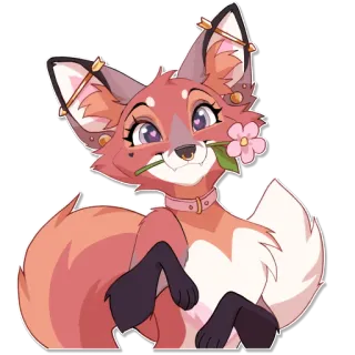 🦊 fox, furry, flower, cute, anthropomorphic, animal, sticker whatsapp sticker