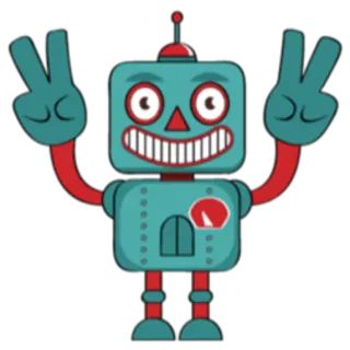 ✌ робот, знак мира, мультик, технологии, андроид, машина telegram sticker