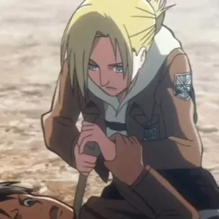 🌟 Annie Attack on Titan アニメ, 進撃の巨人, 暴力, 軍事, キャラクター, 進撃 telegram sticker
