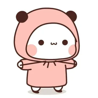 🍃 cute, kawaii, cartoon, panda, character, pink, animal telegram sticker