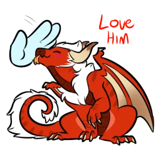 🖐 Love Him มังกร, น่ารัก, การ์ตูน, ความรัก, แฟนตาซี, สัตว์ telegram sticker
