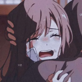 ♥ anime, crying, sad, emotional, hug telegram sticker