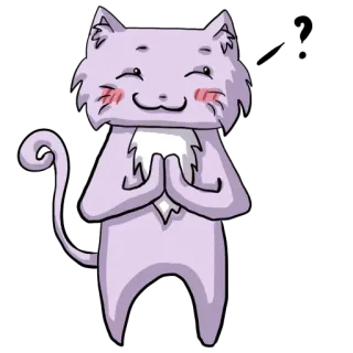 🙏 cat, greeting, cute, cartoon, animal, friendly, kawaii, purple telegram sticker