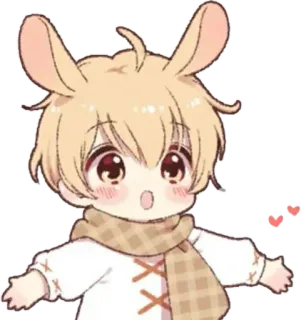 😆 coniglio, carino, sciarpa, kawaii, anime, adesivo telegram sticker
