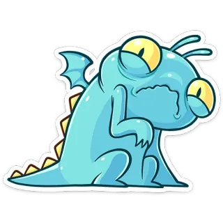 😭 Мультфильм, Дракон, Синий, Грустный, Монстр, Существо, Фэнтези, Животное telegram sticker