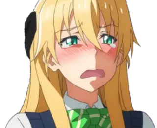 😭 anime, chica, llorando, rubia, emocional, triste telegram sticker