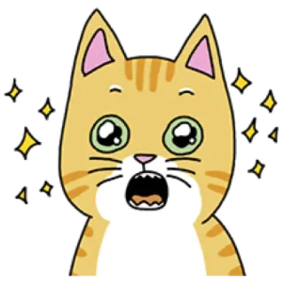 🐈 cat, cartoon, cute, animal, kawaii, sparkles, shocked, surprise telegram sticker