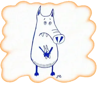 😱 animal, desenho animado, lobo, coelho, esboço telegram sticker
