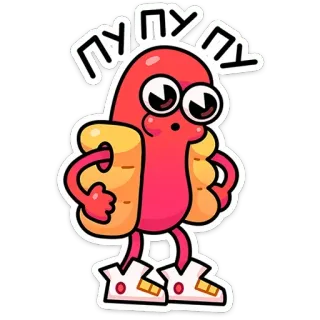 😮‍💨 пупуцу 핫도그, 만화, 음식, 귀여운, 애니메이션, 웃긴 telegram sticker