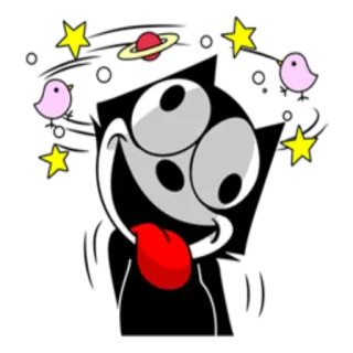 😵 dibujos animados, mareado, estrellas, pájaros, planeta, ojos whatsapp sticker