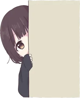😶 Аниме, Девушка, Подглядывание, Милый, Прячется, Стеснительный telegram sticker
