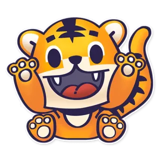 😆 tigre, desenho animado, animal, fofo, ilustração telegram sticker