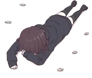 😣 аниме девушка, лежащая, отчаяние, измученная, поверженная telegram sticker