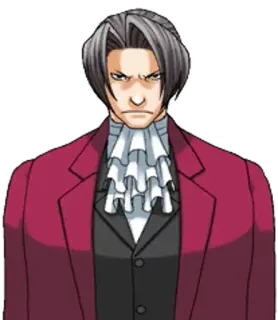 😠 Miles Edgeworth Ace Attorney anime, gioco, personaggio, serio, avvocato telegram sticker