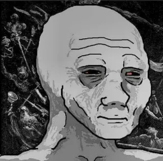 😒 Meme, Wojak, Smutny, Zrozpaczony, Zaniepokojony telegram sticker