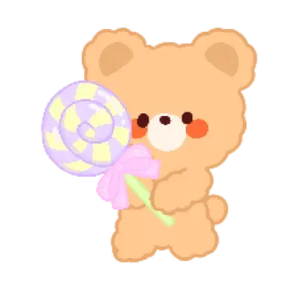 🐻 urso, pirulito, fofo, desenho animado, doce, bala telegram sticker