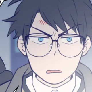 ⚓️ Cartoon, Anime, Junge, Brille, Wütend, Ernst whatsapp sticker