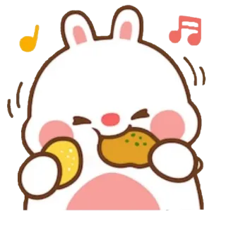 🍗 กระต่าย, น่ารัก, กิน, การ์ตูน, มีความสุข telegram sticker