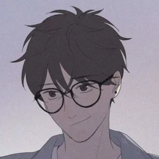🧸 Style anime, Dessin animé, Lunettes, Masculin, Homme, Personne, Personnage telegram sticker
