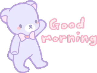 ☀ Good Morning beruang, imut, selamat pagi, salam, kawaii, pastel whatsapp sticker