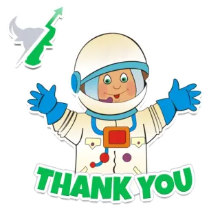 😊 THANK YOU merci, astronaute, espace, dessin animé, salutation, fête whatsapp sticker
