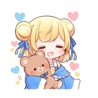 💗 anime, chibi, girl, teddy bear, cute, kawaii telegram sticker