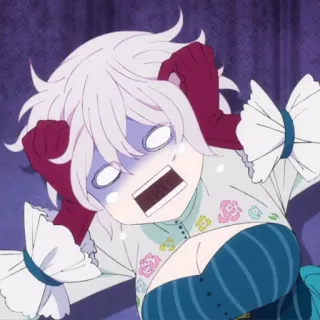 🩸 anime, crying, shocked, upset, white hair whatsapp sticker