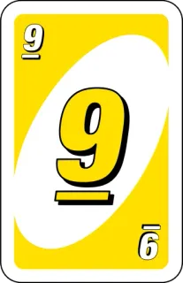 💛 uno, card game, number 9, yellow whatsapp sticker