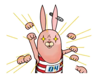 👊 04 кролик, мультфильм, персонаж, красный, белый, рисунок telegram sticker