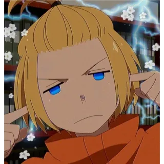 😑 Anime, Cartone animato, Personaggio, Capelli biondi, Serio, Espressione, Arte, Animazione telegram sticker