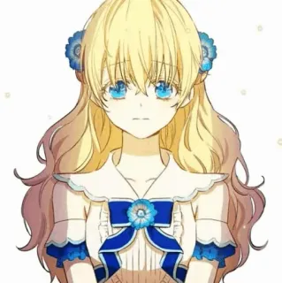 🌸 Anime, Chica, Rubia, Ojos azules, Dibujo animado, Ilustración whatsapp sticker