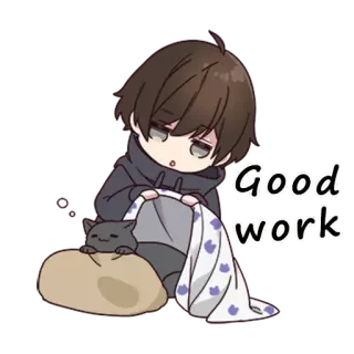 👍 Good work Anime, Gatto, Bel lavoro, Carino telegram sticker