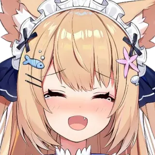 😂 Anime, Cartone animato, Carino, Ragazza, Kawaii, Cameriera, Pesce, Stella marina telegram sticker