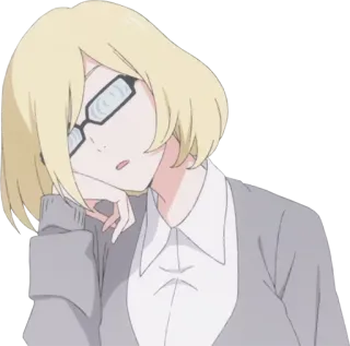 😤 Anime, Frau, Brille, blond telegram sticker