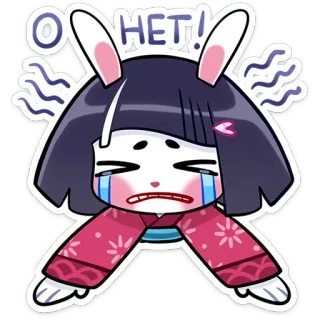 😢 О НЕТ! triste, piangendo, anime, coniglio, lacrime, kawaii whatsapp sticker