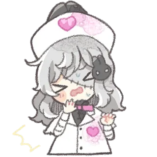 😫 Anime, Chibi, Lindo, Chica, Enfermera, Sudor telegram sticker