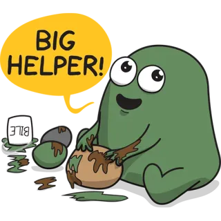 😌 BIG HELPER! dessin animé, blob, aide, boue, mignon, personnage whatsapp sticker