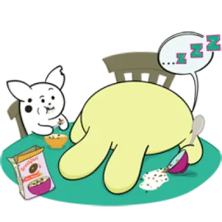 😴 Cartone animato, Dormire, Cereali, Pigro, Cibo, Assonnato whatsapp sticker