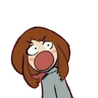 😮 Ochaco Uraraka My Hero Academia Anime, Ochaco Uraraka, Scioccato/a, My Hero Academia, Personaggio, Cartone animato whatsapp sticker