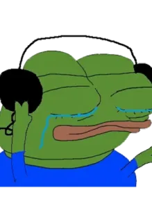 😭 Pepe pepe, żaba, mem, słuchanie muzyki, słuchawki telegram sticker