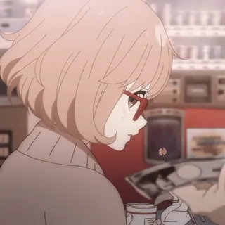 🍧 Mirai Kuriyama Beyond the Boundary anime, girl, glasses, cute, Mirai Kuriyama, Beyond the Boundary whatsapp sticker