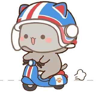 🛵 gatto, scooter, casco, cartone animato, carino, animale, trasporto, veicolo telegram sticker