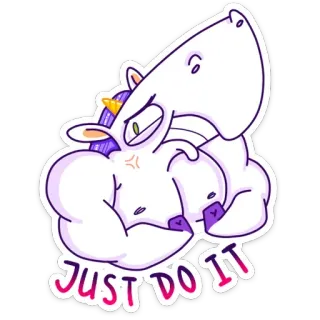 💪 JUST DO IT kỳ lân, động lực, thể dục, hoạt hình, phòng gym, cơ bắp, khỏe mạnh telegram sticker