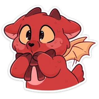 😳 słodki, smok, czerwony, zwierzę, naklejka, kreskówka, przyjazny whatsapp sticker