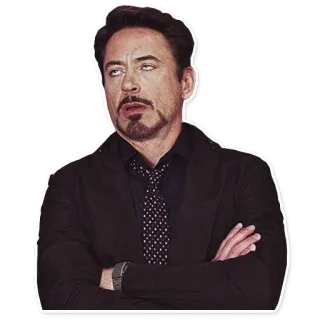 😐 Iron Man robert downey jr, expression, marvel, sarcasm telegram sticker