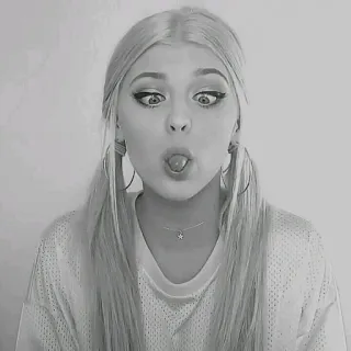 👅 rubia, mujer, lengua, coletas, tonto, retrato telegram sticker