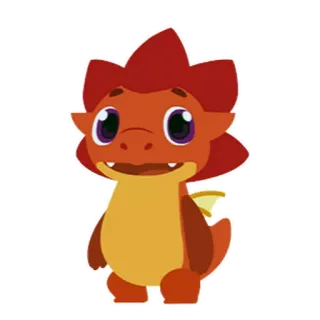 😩 drago, cartone animato, carino, arancione, animale, bambino telegram sticker