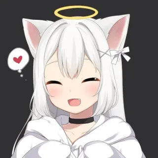 ☺️ Anime, Chica gato, Kawaii, Lindo, Ángel, Chica, Dibujo animado whatsapp sticker