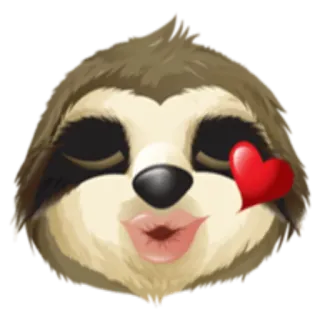 😘 preguiça, beijo, coração, amor, animal, fofo, afeição whatsapp sticker