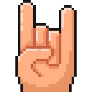 😊 Рок, Знак, Жест рукой, Пальцы, Пиксель арт telegram sticker